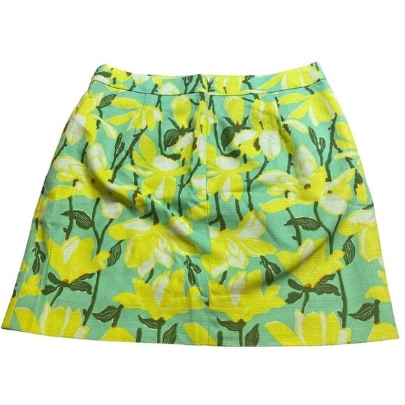 J‎ Crew Womens Size 6 Floral Straight Above Knee Pencil Skirt Yellow and Blue - Picture 9 of 14